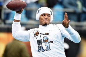 CHARLOTTE, NC - JANUARY 17:  Quarterback Cam Newton #1 of the Carolina Panthers warms up before the NFC Divisional Playoff Game against the Seattle Seahawks at Bank of America Stadium on January 17, 2016 in Charlotte, North Carolina. (Photo by Ronald C. Modra/Sports Imagery/Getty Images)